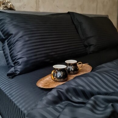 Striped satin bedding set BLACK STRIPES