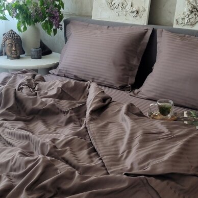 Striped satin bedding set CACAO