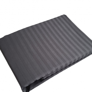 Striped satin flat sheet IRON GREY