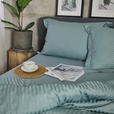 Striped satin flat sheet MINT HAZE 2