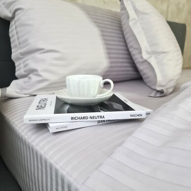 Striped satin flat sheet GREY (Kopija) 1