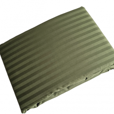 Striped satin fitted sheet MOSS GREEN