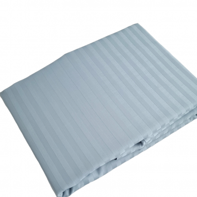 Striped satin fitted sheet POWDER BLUE 1