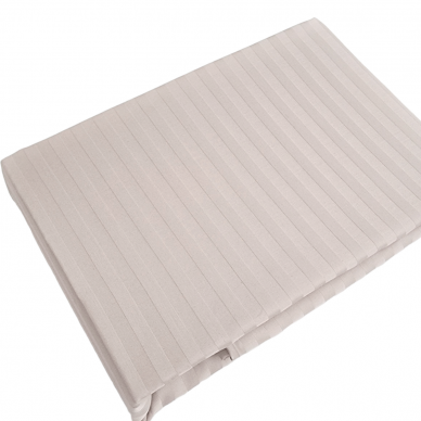 Striped satin flat sheet DARK ECRIU