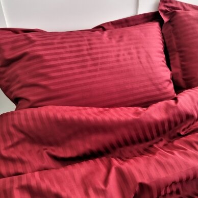 Striped satin bedding set WINE RED 3