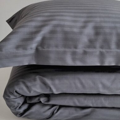 Striped satin bedding set IRON GREY 1