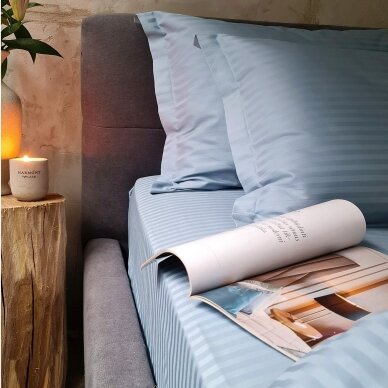 Striped satin bedding set POWDER BLUE 2