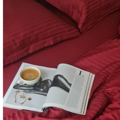 Striped satin bedding set WINE RED