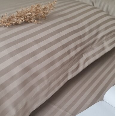 Striped satin pillow cases TAUPE