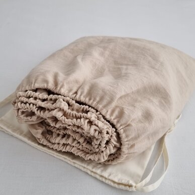 Linen fitted sheet SAND 1