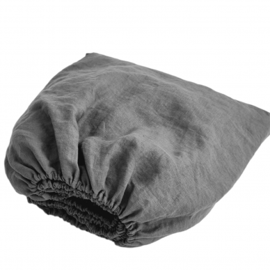 Linen fitted sheet DARK GREY 1