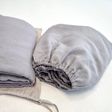 Linen fitted sheet STEEL GREY