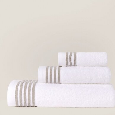 Cotton towels COOPER white /beige