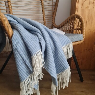 Merino and cashmere wool blanket BLUE 2