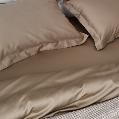 PREMIUM Satin flat sheet CAPPUCCINO 300TC