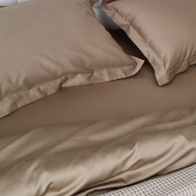 PREMIUM Satin fitted sheet CAPPUCCINO 300TC