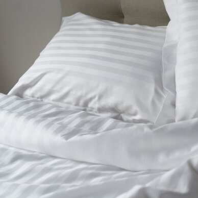 Striped satin bedding set WHITE STRIPED 2CM 1