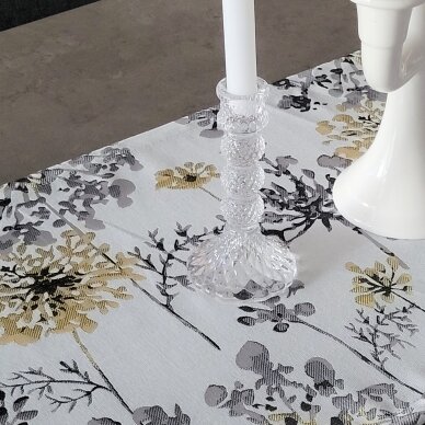 Jacquard tablecloth or runner FIORI grey