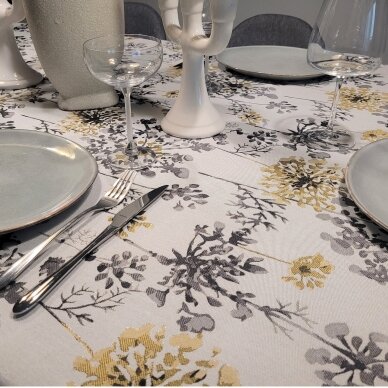 Jacquard tablecloth or runner FIORI grey 1