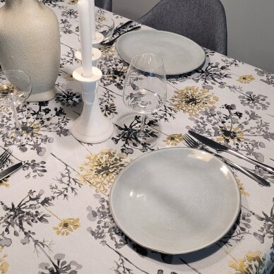 Jacquard tablecloth or runner FIORI grey 2