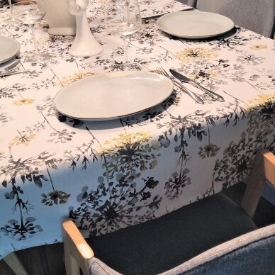 Jacquard tablecloth or runner FIORI grey 3