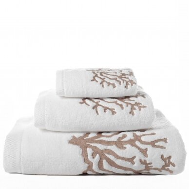 ZERO TWIST cotton towels set CORAL white/beige